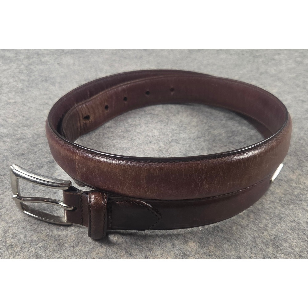 Polo Ralph Lauren Brown Italian Leather Belt Silver Buckle Size 38 95